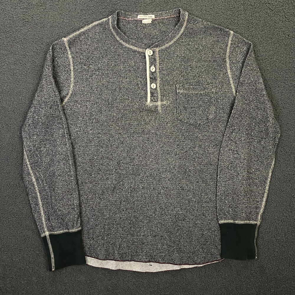 Todd Snyder x Champiom Henley‎ Shirt Mens Medium Gray Knit Thermal Vintage Style